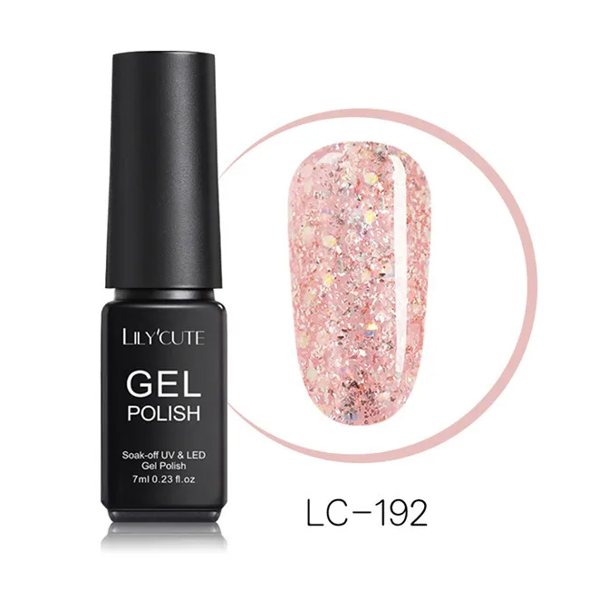 LILYCUTE 7ml Nude Glitter Gel Nail Polish Shimmer Pink Purple Soak Off UV LED Gel Polish Varnish Nail Art Lacquer - Цвет: LC-192