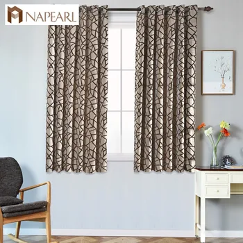 

NAPEARL Short Modern Curtain Living Room Window Kitchen Grommet Top Treatments Semi-Blackout Ready Made for Bedroom