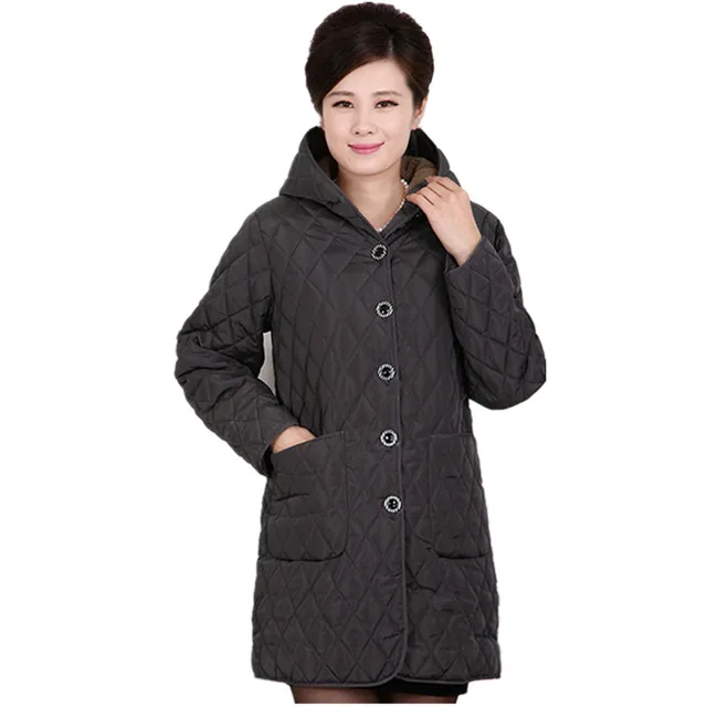 Buy 2018 women jacket Thick winter coat long middle aged women's hooded cotton