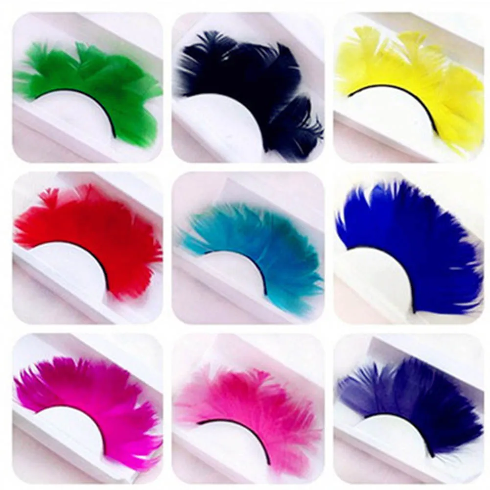 

10 COLORS Colorful False Eyelashes Feather Handmade Thick Long Voluminous False Eyelashes Natural False Eyelashes Extension