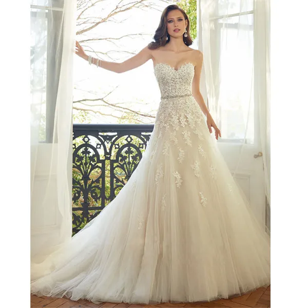 Fashion Liques A Line Wedding Dresses Beaded Sweetheart Lace Fashion Liques A Line Wedding Dresses Beaded Sweetheart Lace Dress Court Train Bridal Gowns