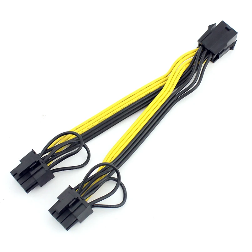 Новый UL 18AWG PCI E 6 контактный разъем на двойной 8pin(6 + 2) 2 Y Сплиттер видеокарта кабель