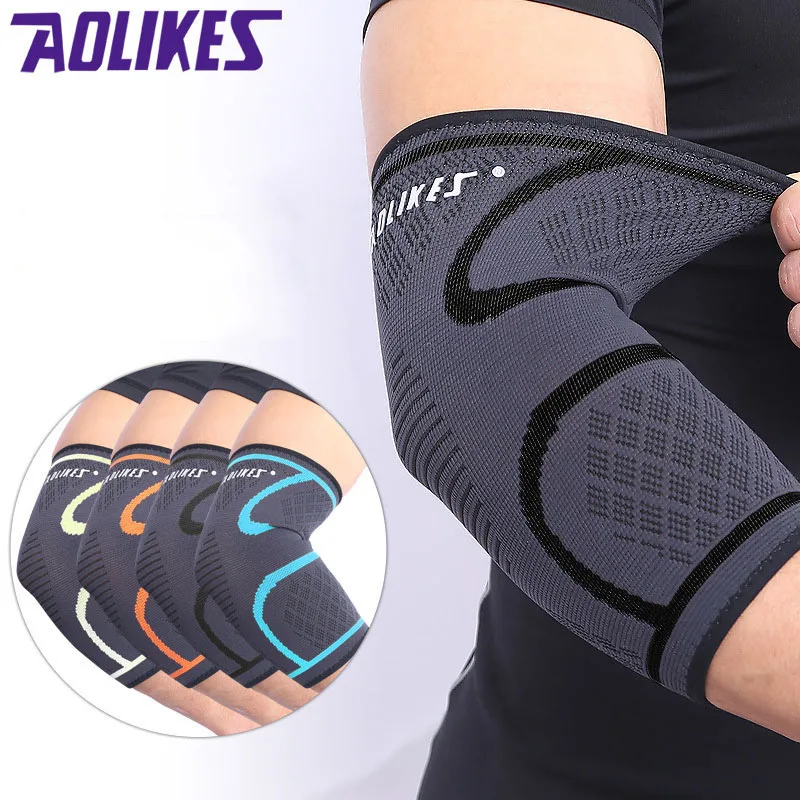 AOLIKES 1 шт. налокотник эластичный спортивный для спортивного зала баскетбола рукав локоть бандаж защитная накладка на локоть впитывает пот Спорт