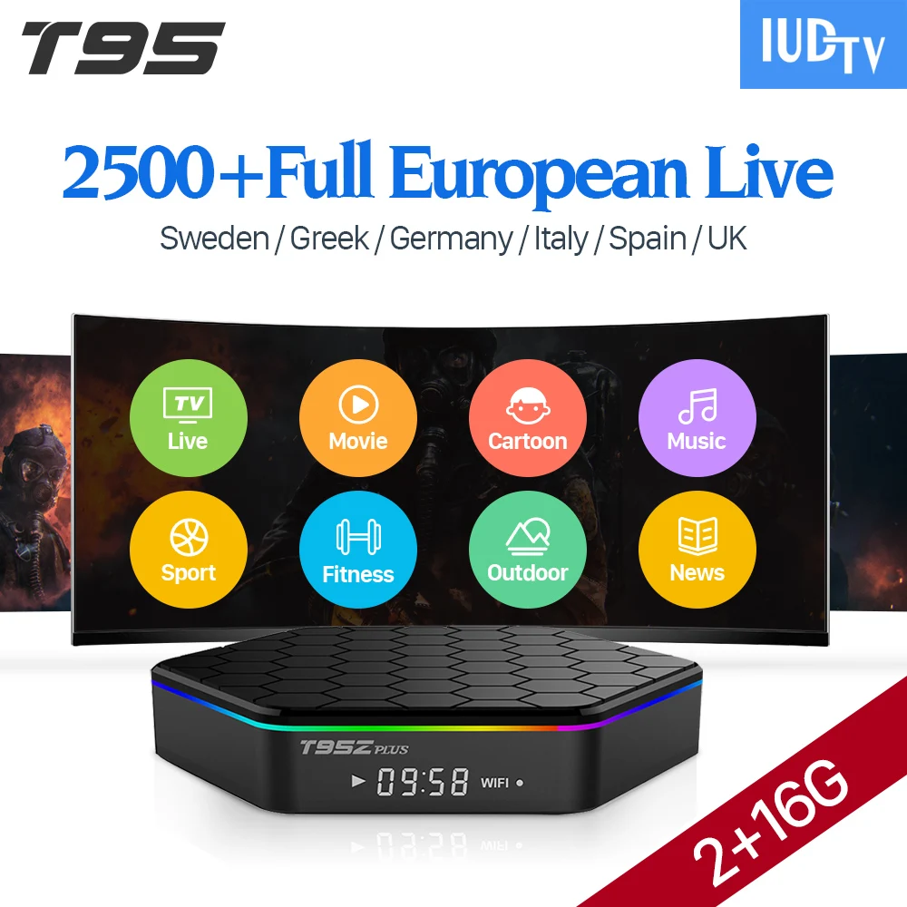 4K T95Zplus Android 7.1 Smart Set top TV Box 2500 Channels IUDTV Code ...
