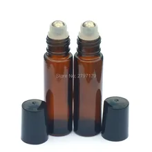 Быстрая Пустой 10 мл рулон Янтарный стеклянный флакон аромат парфюм эфирное масло рулон бутылка с черной пластиковой крышкой