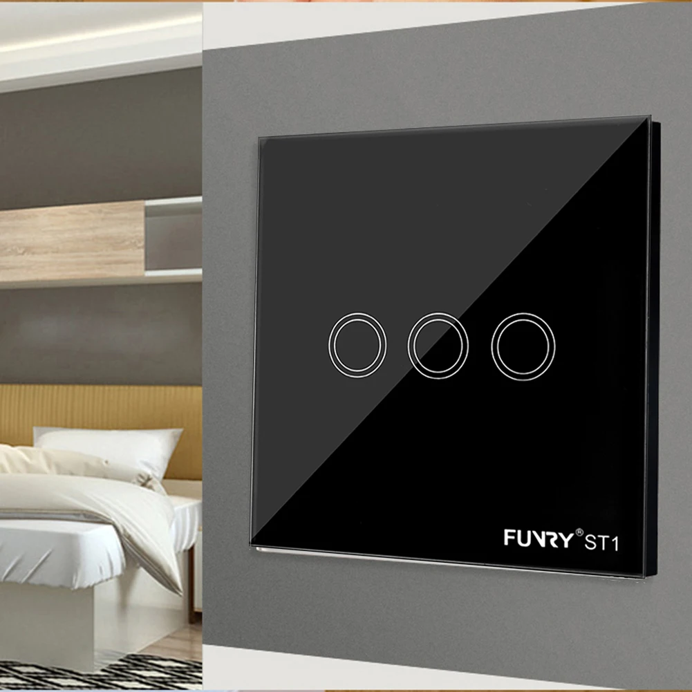 

FUNRY Wall Switch 3 Gang 1 Way Wireless Remote Control Light Switch LED Indicator For Smart Home Touch Switch