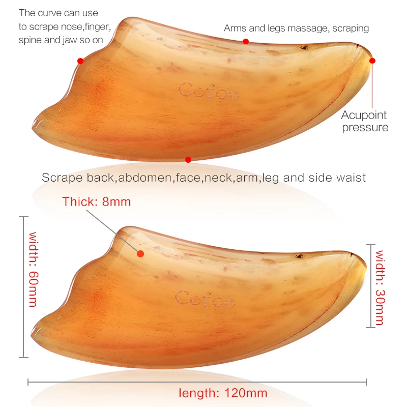 Cofoe, бычий рожок, Guasha, массажный инструмент для здоровья, Jade Gua Sha, Массажная доска для лица против морщин, традиционные китайские акупунктурные точки