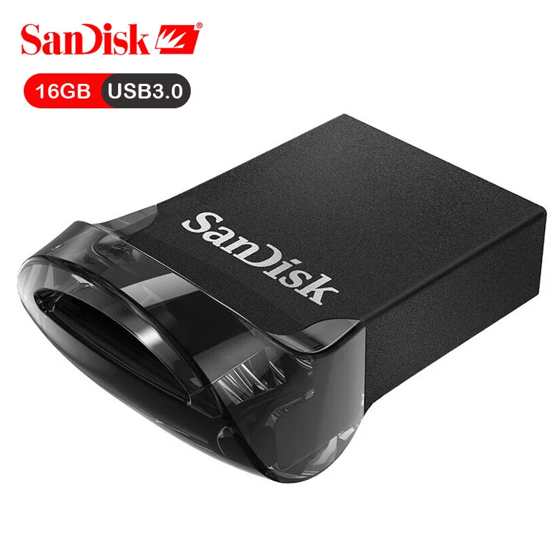 SanDisk USB флешка Ultra Fit 16 ГБ 3,1 диск 130 МБ/с./с. узнать скорость накопитель с шнурком для ПК