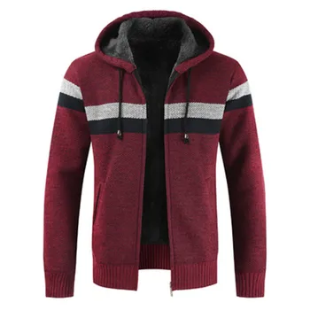 

Sweater Men 2018 Christmas Winter Plus Velvet Thicken Zipper Cardigan Men Cashmere Wool Sweater Coat With Cotton Liner Coats