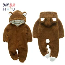 HHTU à manches longues Polaire Barboteuse avec la Queue Mignon D’hiver Chaud Infantile Bébé Barboteuse de Bande Dessinée Salopette Garçons Filles Animaux Vêtements oreille