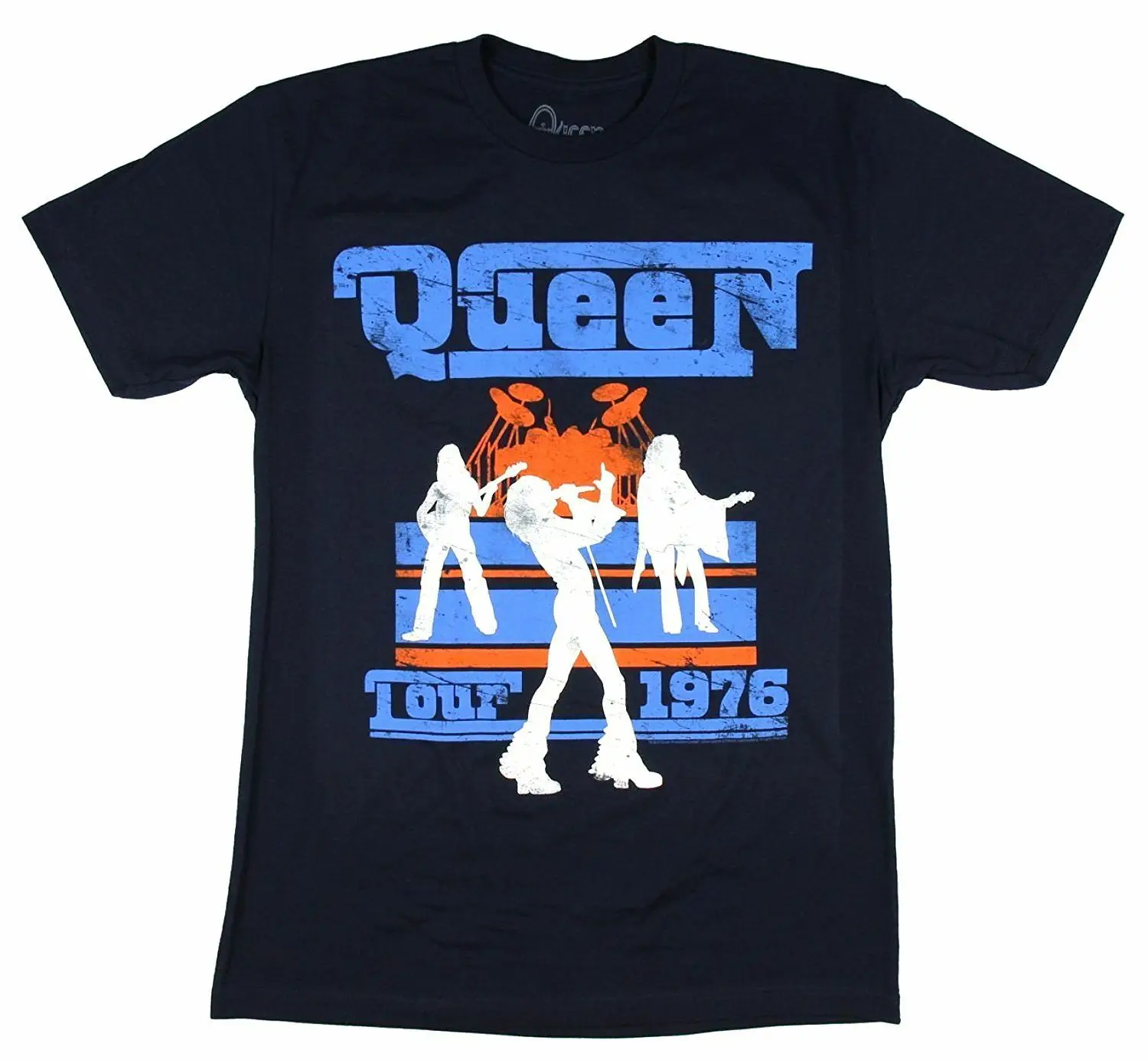 

Queen Tour 1976 Live Silhouette Image Blue T Shirt New Official Reissue