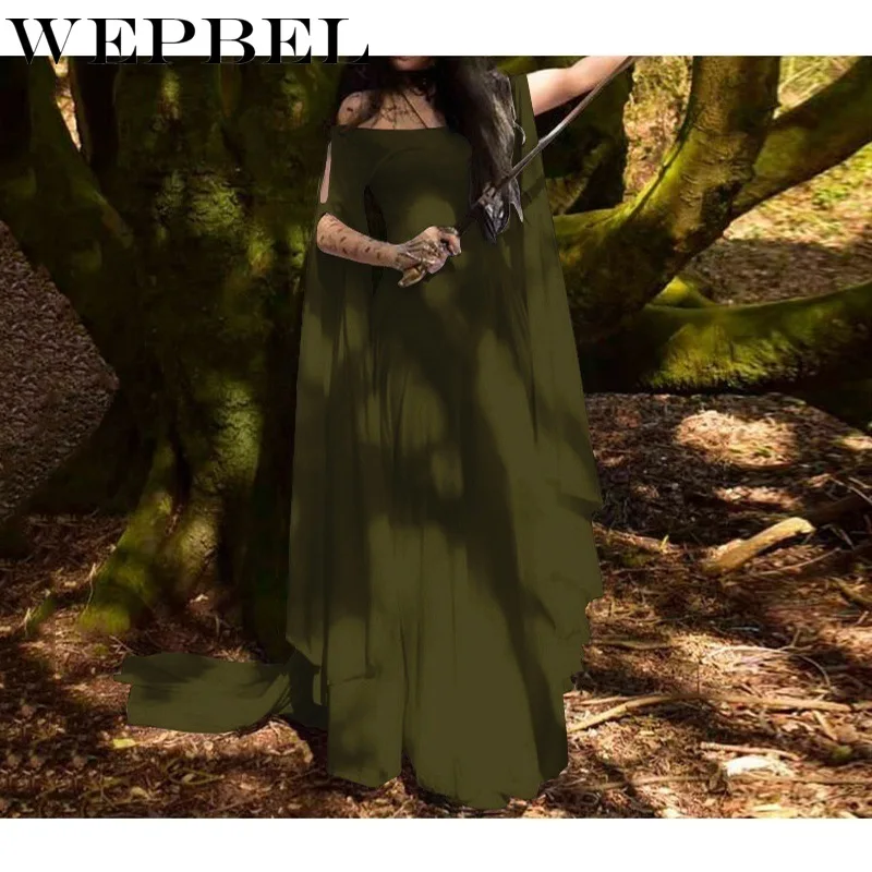 WEPBEL/Новые Вечерние платья с длинным рукавом и круглым вырезом, женские сексуальные Осенние повседневные Модные женские длинные платья макси