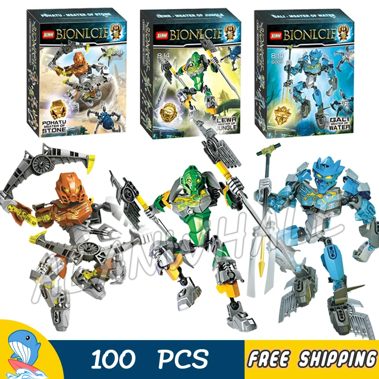 

3types Master of Jungle Stone Water Bionicle Hero Lewa Pohatu Gali Robots Model Building Blocks Gift Bricks Compatible With lego