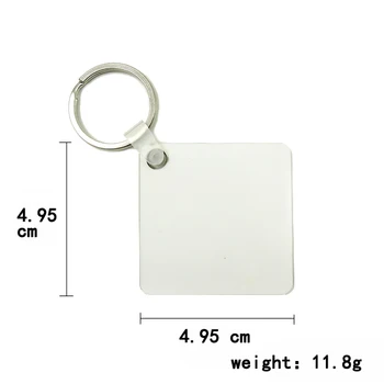 

100pcs/lot Wholesale Fashion diy OEM Sublimation Wooden blank Key Rings White MDF Key Chain for Heat Press square key chain