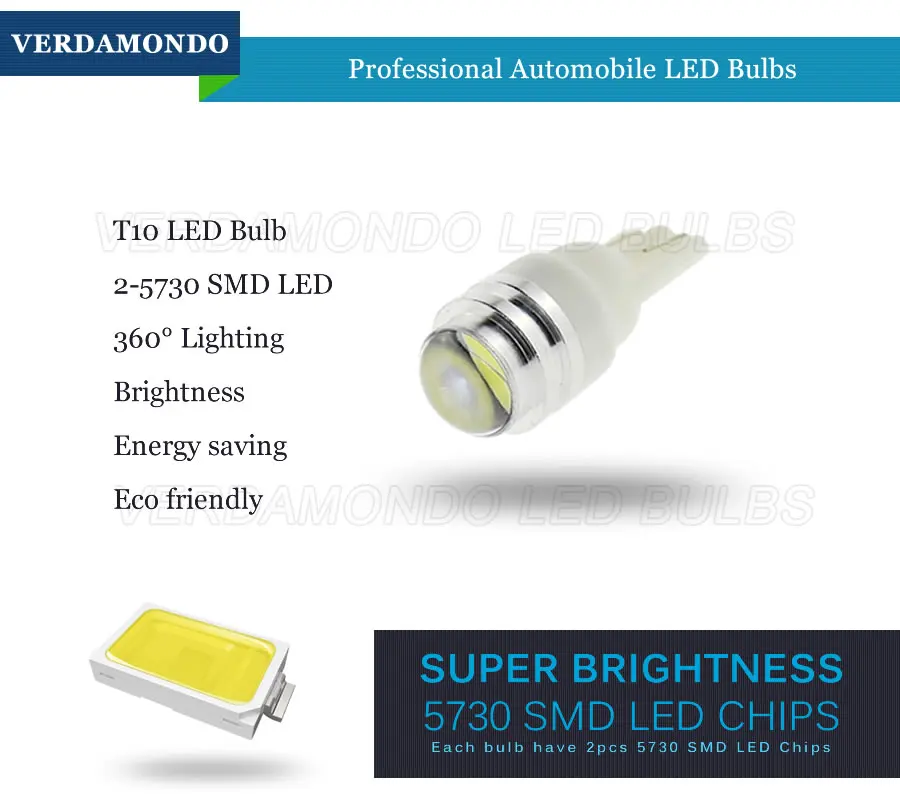 2 шт. T10 194 168 W5W новый автомобильный LED 5730 2LED боковой Клин задний фонарь лампа