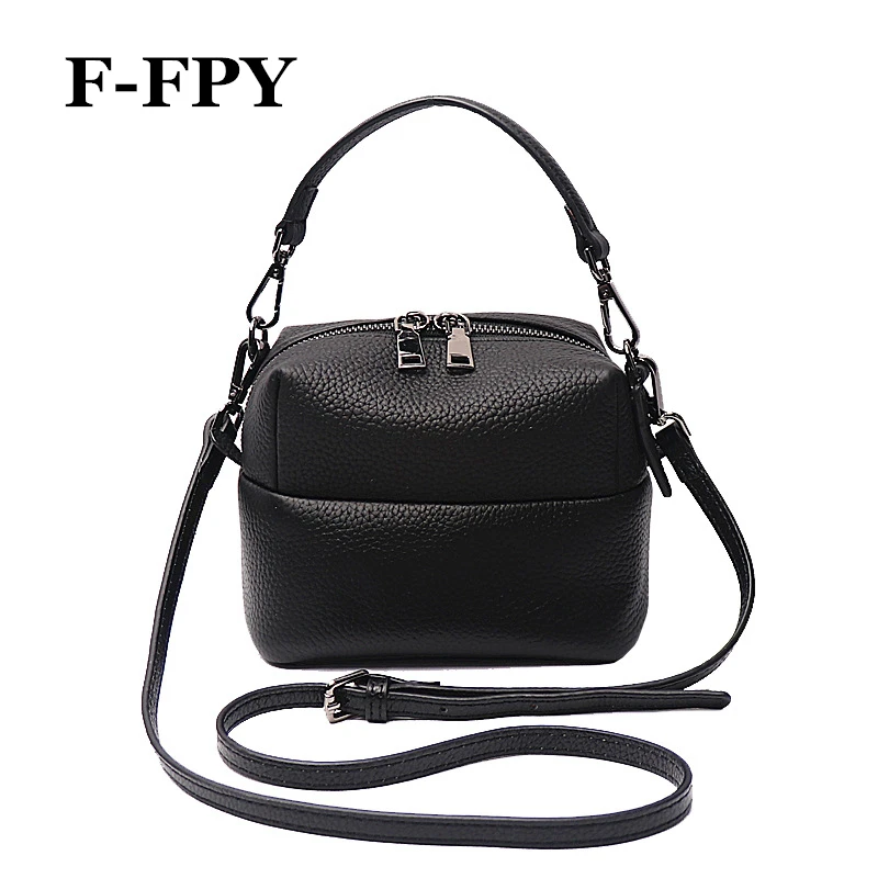 

F-FPY Brand Women Handbag Tote Fashion Design Female Bucket Shoulder Bag Genuine Leather Ladies Casual Messenger Crossbody Bag