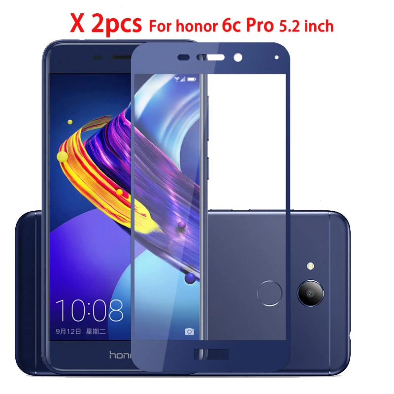 

2Pcs for Huawei Honor 6C Pro Temepred Glass Film JMM-L22 Screen Protector Glass Full Cover Sreen on Honor 6C Pro Film 5.2 Inch