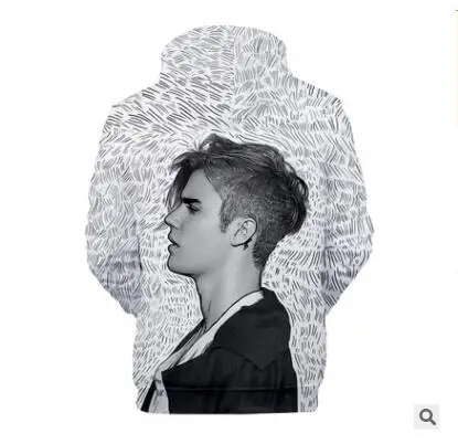 Amazon 2018 hot style European and American menswear Justin bieber digital 3D printed hat plus velvet hoodie t384