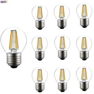 IWHD Bombilla украшения Винтаж ретро лампы накаливания 4 W G45 нити светодиодный Эдисон лампа лампочки с ампулой Gloeilamp E14 E27