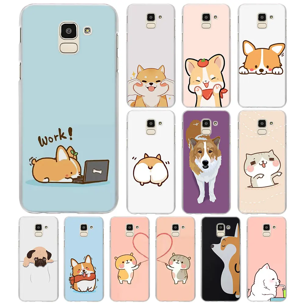 

kawaii shiba Corgi dog Phone Cases for Samsung Galaxy J4 J6 Plus J3 J7 J8 2018 C2 Core J5 J7 Prime hard PC Coque case