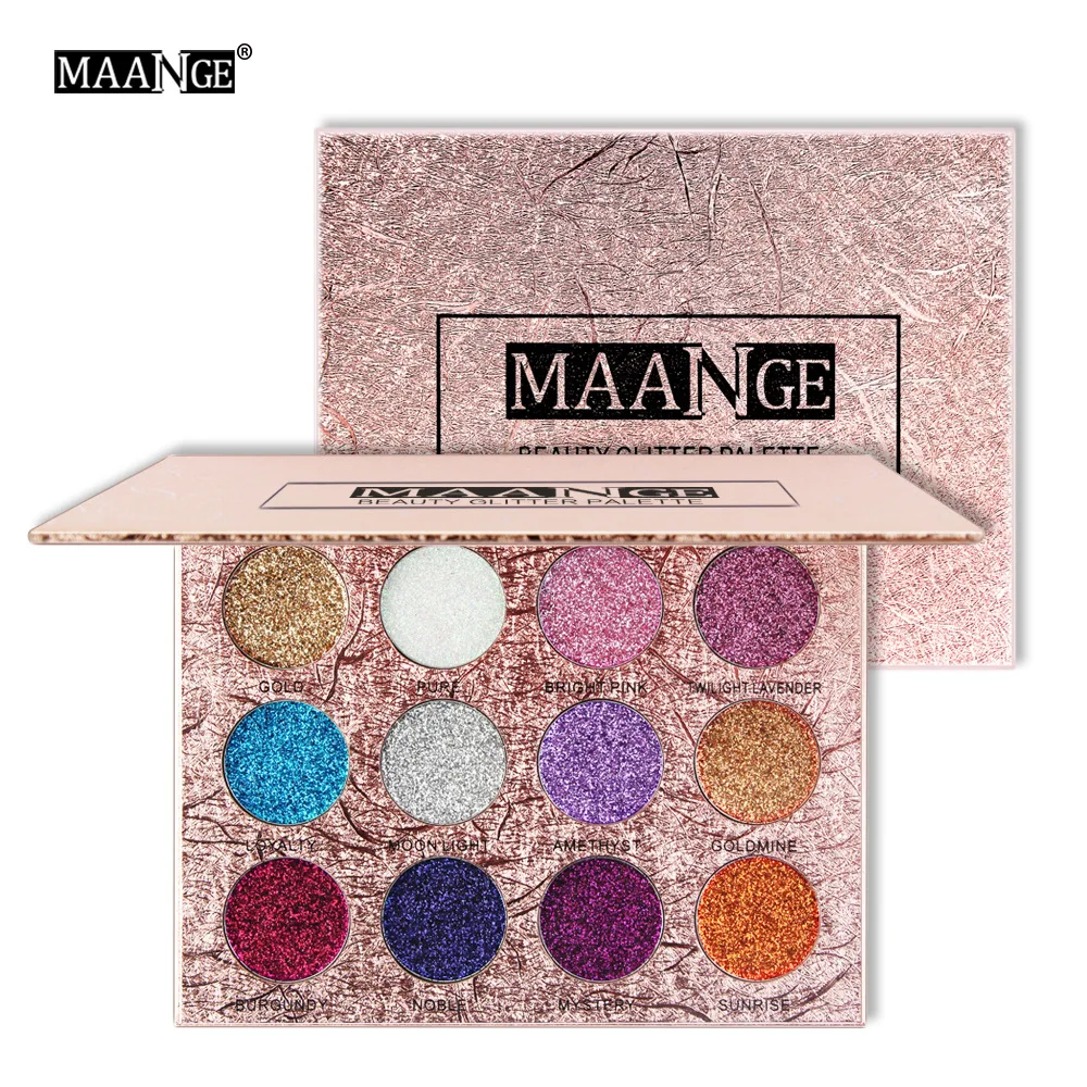 

MAANGE Glitter Eyeshadow Makeup Diamond Shining Eye Shadow Palette Metallic Glitter Long Lasting Easywear Eyes Powder Cosmetics