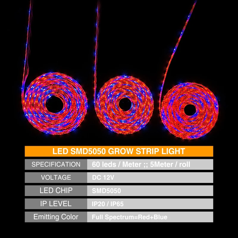 Светодиодный 5 м растут светильник полосы S5050 3/4/5 Красный 1 синий полный спектр IP65 Фито лампа DC12V фитолампа для парниковых гидропоники растения лампы для роста растений
