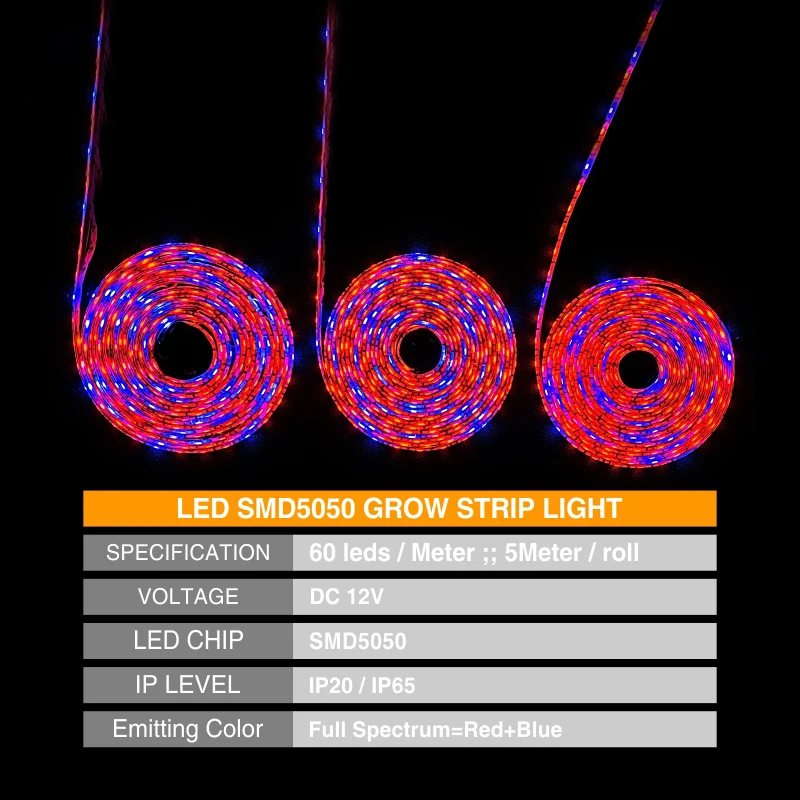  LED 5M Grow Light Strip S5050 3/4/5 Red 1 Blue Full Spectrum IP65 Phyto Lamp DC12V Fitolamp for Gre - 33012191374