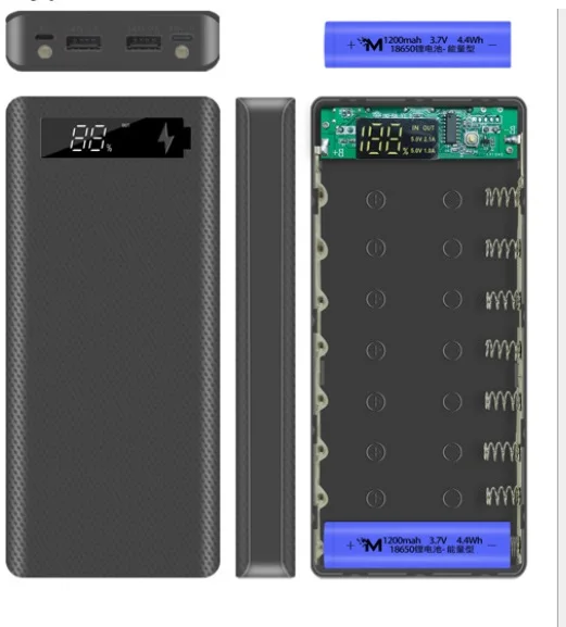 USB зарядное устройство чехол DIY Pack 8X 18650 для батареи мобильный телефон с Фонарь |