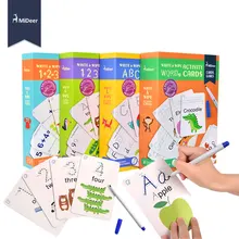 MiDeer Write and Wipe Off Alphabet Words Math Kids Activity Cards Game Early Learning English Educational Toys for Children Gift