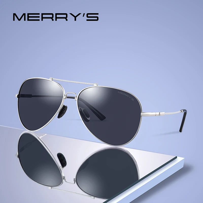 

MERRY'S Men Classic HD Polarized Sunglasses Pilot Sun glasses Titanium Memory Alloy Bridge UV400 Protection S8127
