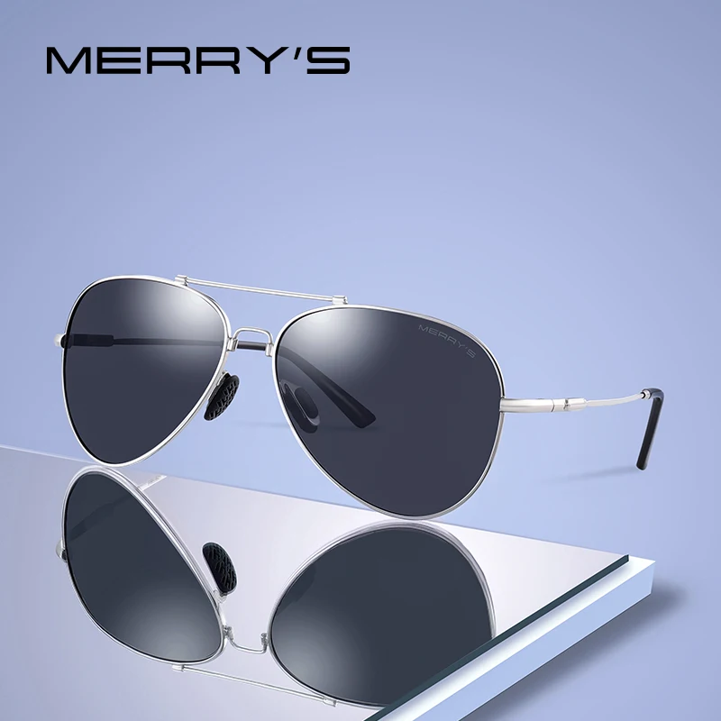 

MERRY'S Men Classic Pilot Sunglasses HD Polarized Sun glasses Titanium Memory Alloy Bridge UV400 Protection S8127