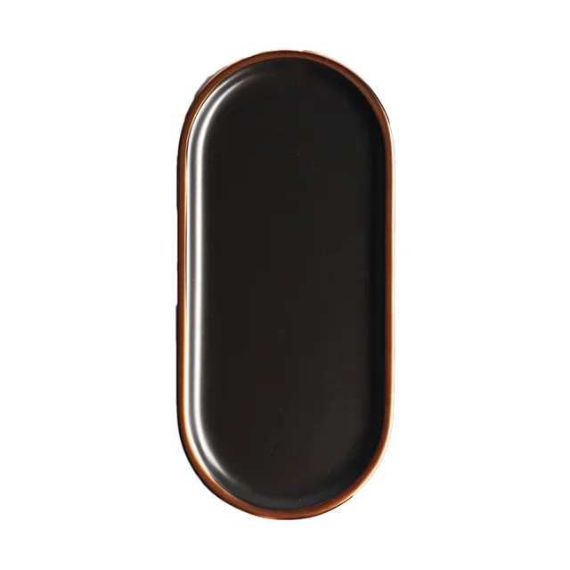 

Nordic Style Black Jewelry Tray Ceramics Storage Tray Snack Dessert Cake Steak Wobble Plate Tableware Decorative Ornaments Z577