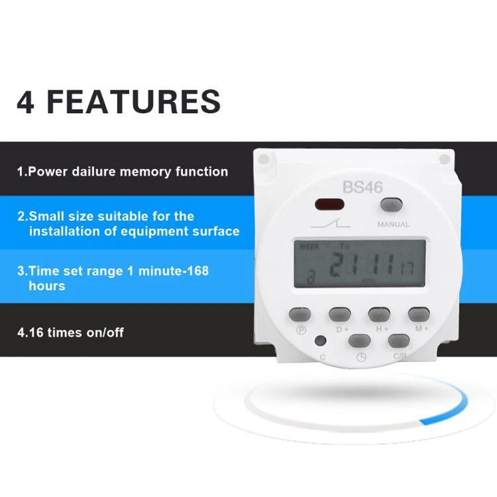 

latest 220V 16A light small power outage memory microcomputer time switch built-in battery lager LCD display digital timer 2019