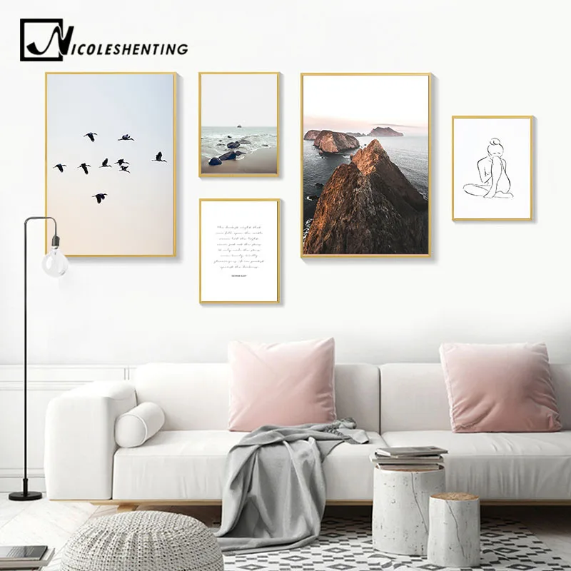 

Sunset Landscape Canvas Poster Nordic Style Motivational Wall Art Print Painting Decoration Picture Scandinavian Home Decor