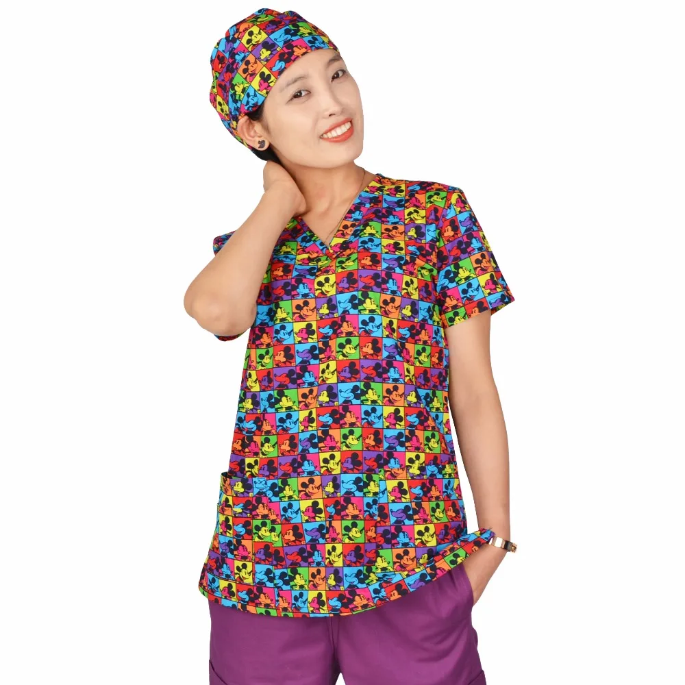 Buy Hennar Women Scrub Top 100 Print Cotton Medical