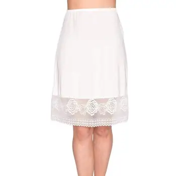 

Fashion Women Solid Color High Waist Lace Underskirt Petticoat Knee Length Pencil Skirt