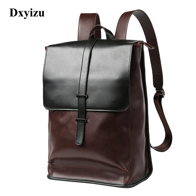 

Vintage Laptop Leather Backpack Waterproof Men Quality PU Travel Leisure Backpacks Male Casual Bag Schoolbags Teenager Students