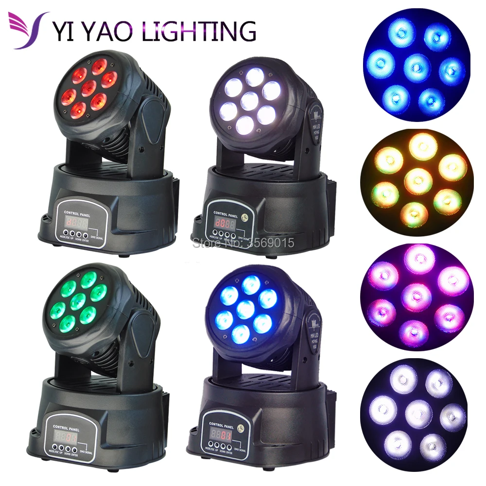 

4pcs/lot 7x12W Moving Head Light RGBW 4 in 1 LED DMX512 Stage lighting for DJ KTV Disco Party Wedding Effect Lighting