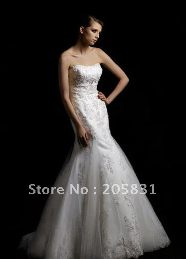 Free Shipping High quality Hot sell Sweetheart Applique Beaded Net/Tulle Wedding dress Custom Size Color Popular wedding | Свадьбы и