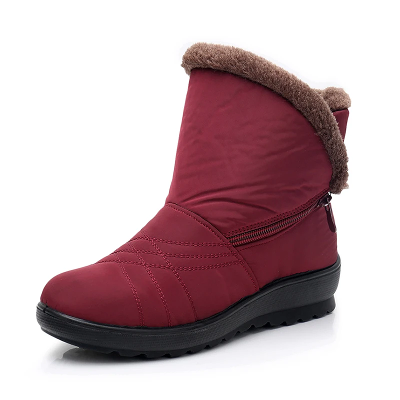

Women Shoes female Warm Fur Botas Mujer Winter Women Ankle Boots Waterproof Warm Women Side Zip Snow Boots