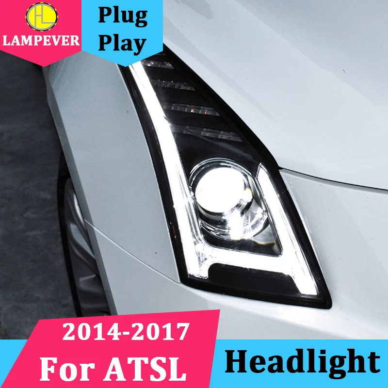 1 комплект 2 шт. светодиодный фары для Cadillac ATSL- для ATSL Головной фонарь светодиодный DRL Объектив двойной луч H7 HID Xenon bi xenon объектив