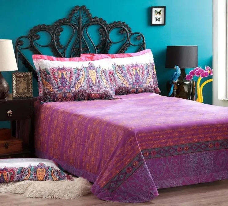 Pink Purple Blue Green Paisley Bedding Sets King Queen Size Duvet