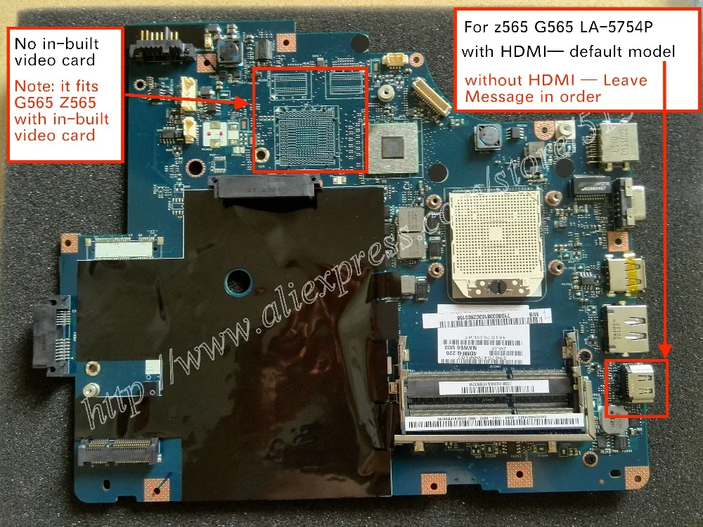 Original New LA-5754P Rev 1.0 Rev 2.0 For Lenovo G565 Z565 Laptop motherboard ( with HDMI port ) Original New LA-5754P Rev 1.0 Rev 2.0 For Lenovo G565 Z565 Laptop motherboard ( with HDMI port )