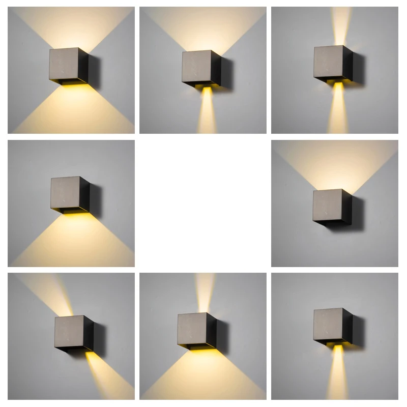 Aluminum outdoor wall lamp waterproof dimmable led wall lamp square round background wall lamp color light AC90~260V porch lamp