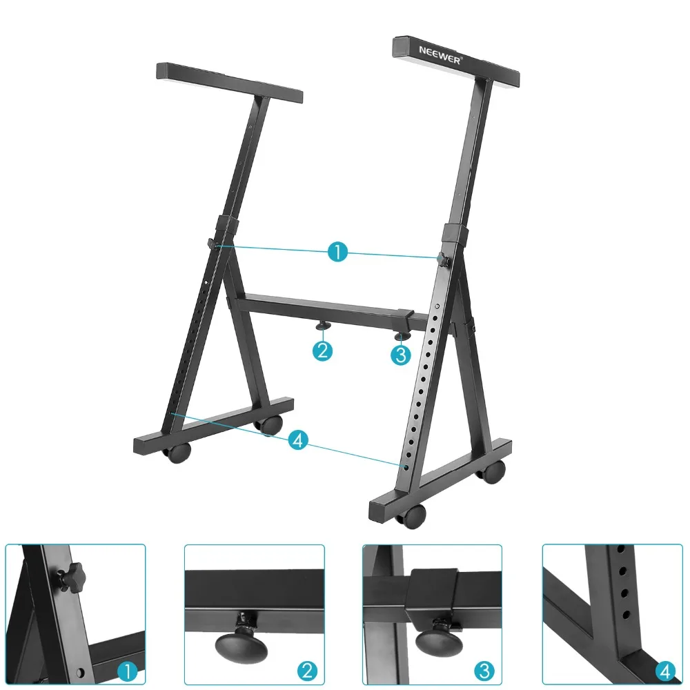 Neewer сверхмощный z-стиль клавиатура пианино стенд с поворотными роликами в регулируемой высоте для электронного пианино