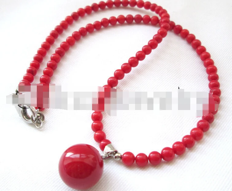 

1106 red coral round sae shell pearl necklace - GP clasp