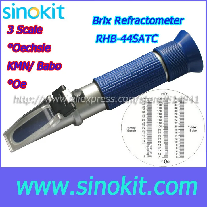 

Free Shipping 3scale 0-44%Brix (Sacch.) Brix Refractometer RHB-44SATC