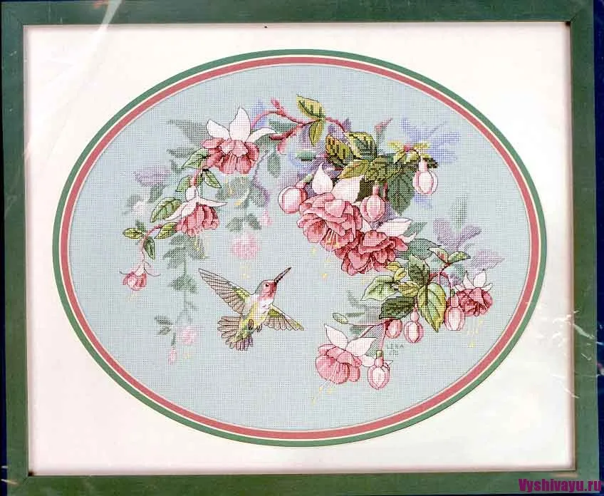 Dimensions Hummingbird & Fuchsias stamped cross stitch kit  Hobbies Crafts Gifts