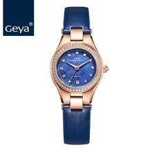 Geya японский механизм Miyota женские наручные часы модные кожаные роскошные женские кварцевые часы Стальной браслет синие женские наручные часы