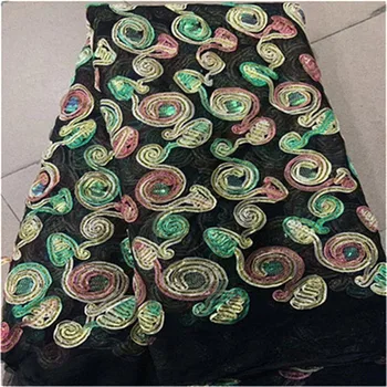 

African Lace Fabric 2019 Embroidered Nigerian Laces Fabric Bridal High Quality green Sequins French Tulle Lace Fabric For Women